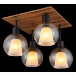 Netlighting Barry I Shade Cluster Ceiling Light Black Amber Glass Shade 4x E27 - thumbnail 3