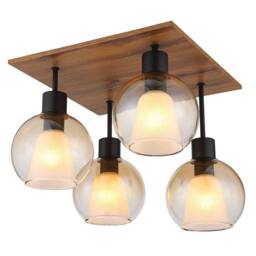 Netlighting Barry I Shade Cluster Ceiling Light Black Amber Glass Shade 4x E27