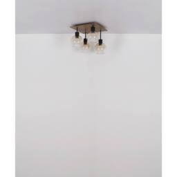 Netlighting Barry I Shade Cluster Ceiling Light Black Amber Glass Shade 4x E27 - thumbnail 6
