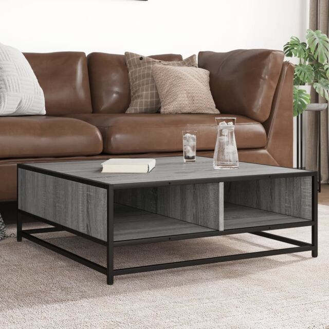 Berkfield Home Coffee Table Grey Sonoma 80x80x30 cm Engineered Wood & Metal - Size: 80 x 80 x 30 cm - image 1
