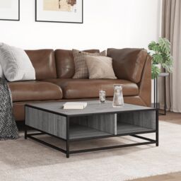 Berkfield Home Coffee Table Grey Sonoma 80x80x30 cm Engineered Wood & Metal - Size: 80 x 80 x 30 cm - thumbnail 3