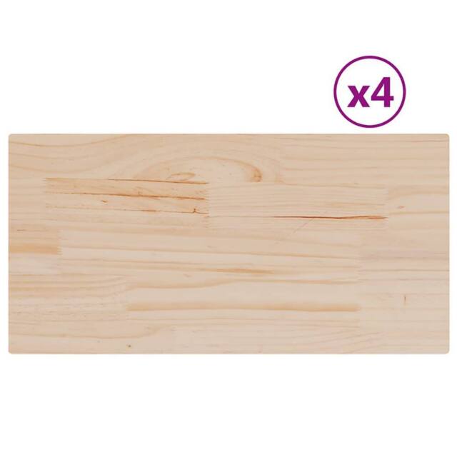 Berkfield Home Table Tops 4 pcs 90x45x2.5 cm Rectangular Solid Wood Pine in Natural - image 1