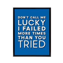 "Artery8 Don't Call Me Lucky White Blue Inspirational Quote Framed Canvas Art - Size: W12"" x H16""" - thumbnail 1