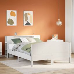 Berkfield Home Bookcase Bed without Mattress White 160x200cm Solid Wood Pine - Size: 160x200 cm - thumbnail 1