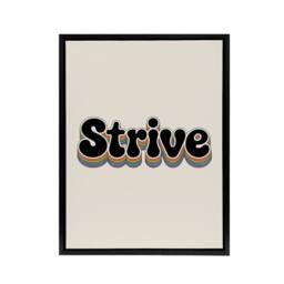 "Artery8 Strive Colourful Retro Rainbow Font Typography Framed Canvas Art Print in Beige - Size: W12"" x H16""" - thumbnail 1