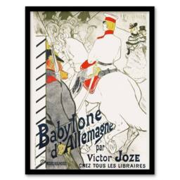 Artery8 The German Babylon Novel Advert Vintage Framed Wall Art Print Lautrec in White - Size: A4 - thumbnail 1