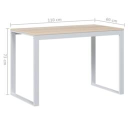 Berkfield Home Computer Desk White & Oak 110x60x73 cm Engineered Wood in Brown - Size: 110 x 60 x 73 cm - thumbnail 6