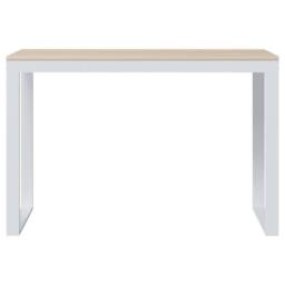 Berkfield Home Computer Desk White & Oak 110x60x73 cm Engineered Wood in Brown - Size: 110 x 60 x 73 cm - thumbnail 3