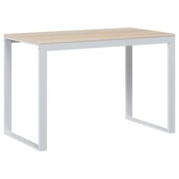 Berkfield Home Computer Desk White & Oak 110x60x73 cm Engineered Wood in Brown - Size: 110 x 60 x 73 cm - thumbnail 2