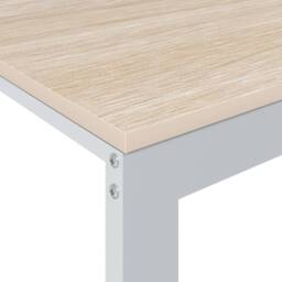 Berkfield Home Computer Desk White & Oak 110x60x73 cm Engineered Wood in Brown - Size: 110 x 60 x 73 cm - thumbnail 5
