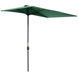 OUTSUNNY Half Round Parasol Garden Sun Umbrella Metal w/ Crank in Green - thumbnail 2