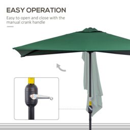 OUTSUNNY Half Round Parasol Garden Sun Umbrella Metal w/ Crank in Green - thumbnail 4