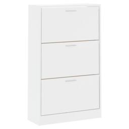 Berkfield Home Shoe Cabinet High Gloss White 63x24x103 cm Engineered Wood - Size: 63 x 24 x 103 cm