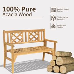 Costway Foldable Garden Bench Indoor Outdoor Acacia Wood Loveseat in Natural - thumbnail 6