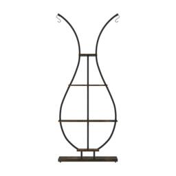ERGOVEXA 5 Tiers Wood Vase Shape Plant Stand Bonsai Display Rack Hooks in Black