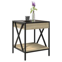 Berkfield Home Coffee Table with Infinity LED Sonoma Oak 40x40x49 cm in Brown - Size: 40 x 40 x 49 cm - thumbnail 5