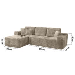MN Furniture Modern Compact Left Corner Sofa - No Assembly in Brown - thumbnail 3