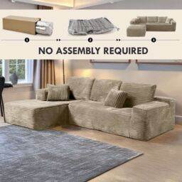 MN Furniture Modern Compact Left Corner Sofa - No Assembly in Brown - thumbnail 1