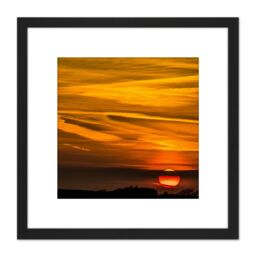 Artery8 Beautiful Sunset Clouds Sun Photo 8X8 Inch Square Wooden Framed Wall Art Print Picture with Mount in Black - thumbnail 1