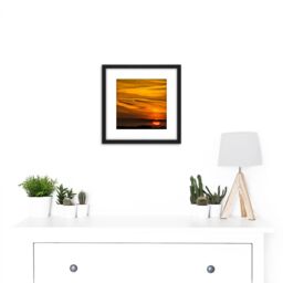 Artery8 Beautiful Sunset Clouds Sun Photo 8X8 Inch Square Wooden Framed Wall Art Print Picture with Mount in Black - thumbnail 2