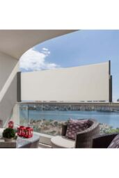 Living and Home 3m W x1.2m D White Retractable Side Awning for Outdoor & Balcony in Beige - thumbnail 3