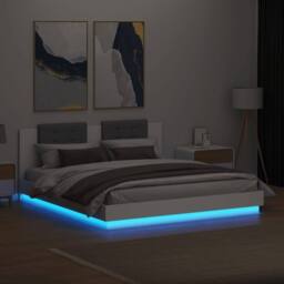 Berkfield Home Bed Frame with LED without Mattress White 180x200 cm Super King - thumbnail 4