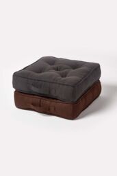 Homescapes Rajput Ribbed Cotton Floor Cushion in Brown - Size: 40 cm x 40 cm - thumbnail 6
