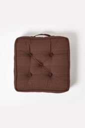 Homescapes Rajput Ribbed Cotton Floor Cushion in Brown - Size: 40 cm x 40 cm - thumbnail 3