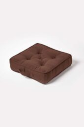 Homescapes Rajput Ribbed Cotton Floor Cushion in Brown - Size: 40 cm x 40 cm