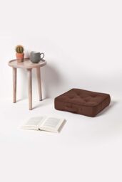 Homescapes Rajput Ribbed Cotton Floor Cushion in Brown - Size: 40 cm x 40 cm - thumbnail 2