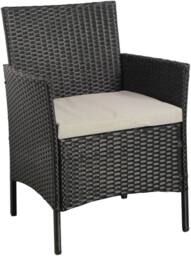 Lishetimig 4-Piece Rattan Garden Furniture Set with Glass Coffee Table & Cushions in Black - thumbnail 8
