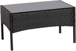 Lishetimig 4-Piece Rattan Garden Furniture Set with Glass Coffee Table & Cushions in Black - thumbnail 7