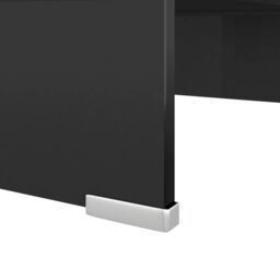 Berkfield Home TV Stand/Monitor Riser Glass Black 40x25x11 cm - Size: 40 x 25 x 11 cm - thumbnail 5