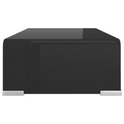 Berkfield Home TV Stand/Monitor Riser Glass Black 40x25x11 cm - Size: 40 x 25 x 11 cm - thumbnail 4