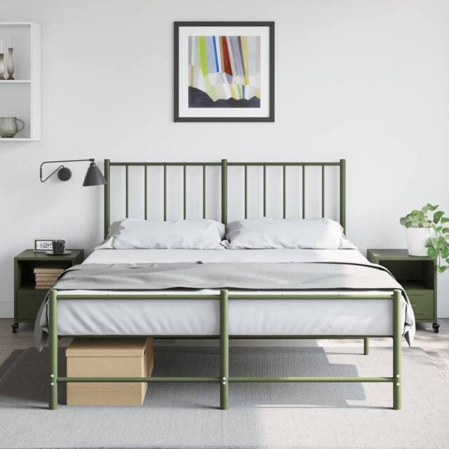 Berkfield Home Stylish Bedside Cabinets 2 pcs Olive Green 36x39x43.5 cm Steel - image 1