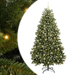Berkfield Home Artificial Christmas Tree with Stand Green 210 cm PVC & Metal - thumbnail 2