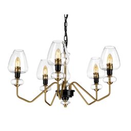 Loops 5 Bulb Chandelier Aged Brass Finish Plated & Charcoal Black Paint LED E14 40W - thumbnail 2