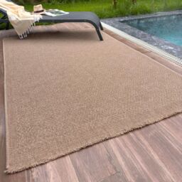 THE RUGS Jute Looking Greek Key Design Outdoor Rugs Garden Patio Nature 5100 in Natural - Size: 80 cm x 150 cm - thumbnail 1