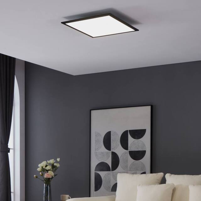 Eglo Salobrena 1 Ultra-Slim Modern Black Square LED Ceiling Light WBS - image 1