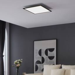 Eglo Salobrena 1 Ultra-Slim Modern Black Square LED Ceiling Light WBS - thumbnail 1