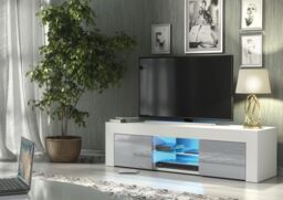 Creative Furniture Loom TV Unit 130cm - A Minimalist & Sophisticated Cabinet with Gloss Doors & LED Lights in Grey - thumbnail 2