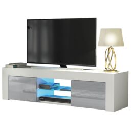 Creative Furniture Loom TV Unit 130cm - A Minimalist & Sophisticated Cabinet with Gloss Doors & LED Lights in Grey - thumbnail 6