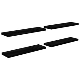 Berkfield Home Floating Wall Shelves 4 pcs High Gloss Black 90x23.5x3.8 cm MDF - thumbnail 2