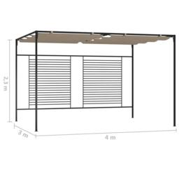 Berkfield Home Gazebo with Retractable Roof 3x4x2.3 m Taupe 180 g/m ² in Beige - thumbnail 7