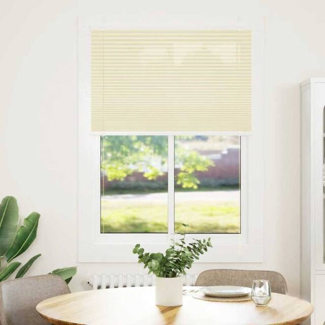 Berkfield Home Pleated Blind Cream 100x100 cm Fabric Width 99.4 cm Polyester - image 1