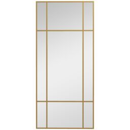 HOMCOM 110 x 50cm Wall Mirror Metal Frame Vanity Mirror for Living Room in Gold - Size: 110 x 50 cm - thumbnail 2