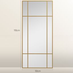 HOMCOM 110 x 50cm Wall Mirror Metal Frame Vanity Mirror for Living Room in Gold - Size: 110 x 50 cm - thumbnail 3