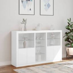 Berkfield Home Sideboard with LED Lights White 162x37x100 cm - Size: 162 x 37 x 100 cm - thumbnail 4
