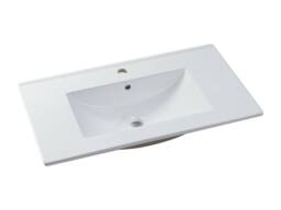 Vente-unique Fluted Wall-Hung Bathroom Unit In Pink With Inset Basin - 80 Cm - thumbnail 7