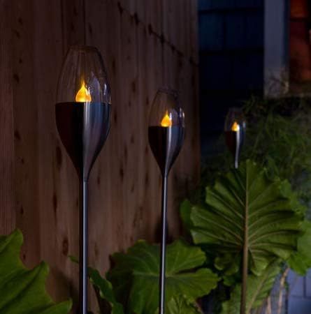 Marco Paul 4pc Solar Flame Effect Garden Lights in Silver - image 1
